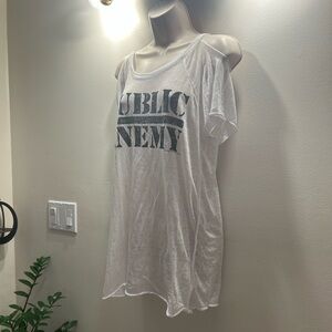 Chaser White Cold-Shoulder Graphic Tee